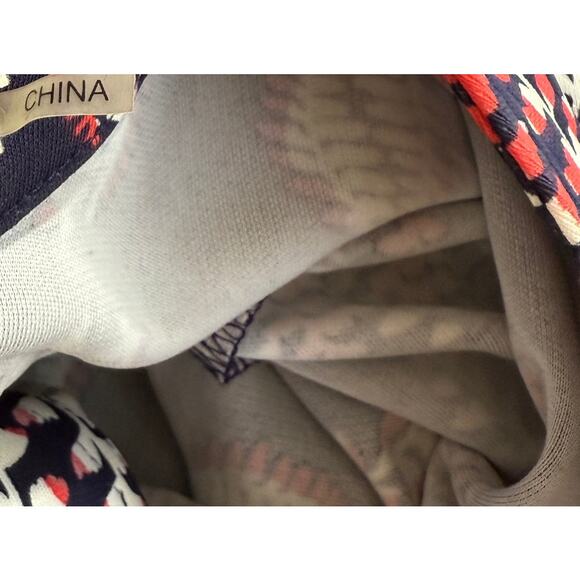 Tory Burch Printed Long Sleeve Dress Navy Multicolor Size XL V-Neck Boho Shift - Picture 14 of 14